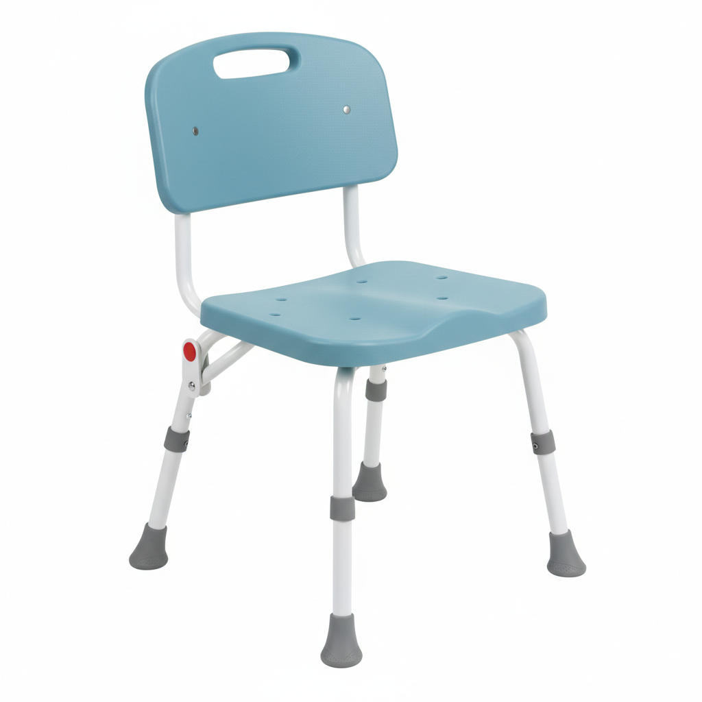 Foldable shower chair with backrest and non-slip feet