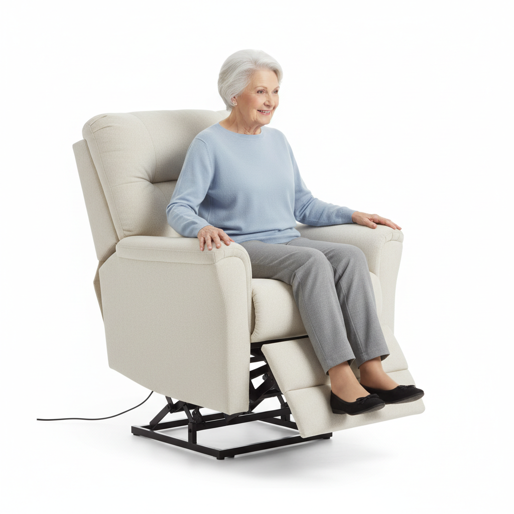 Power lift chair in raised position