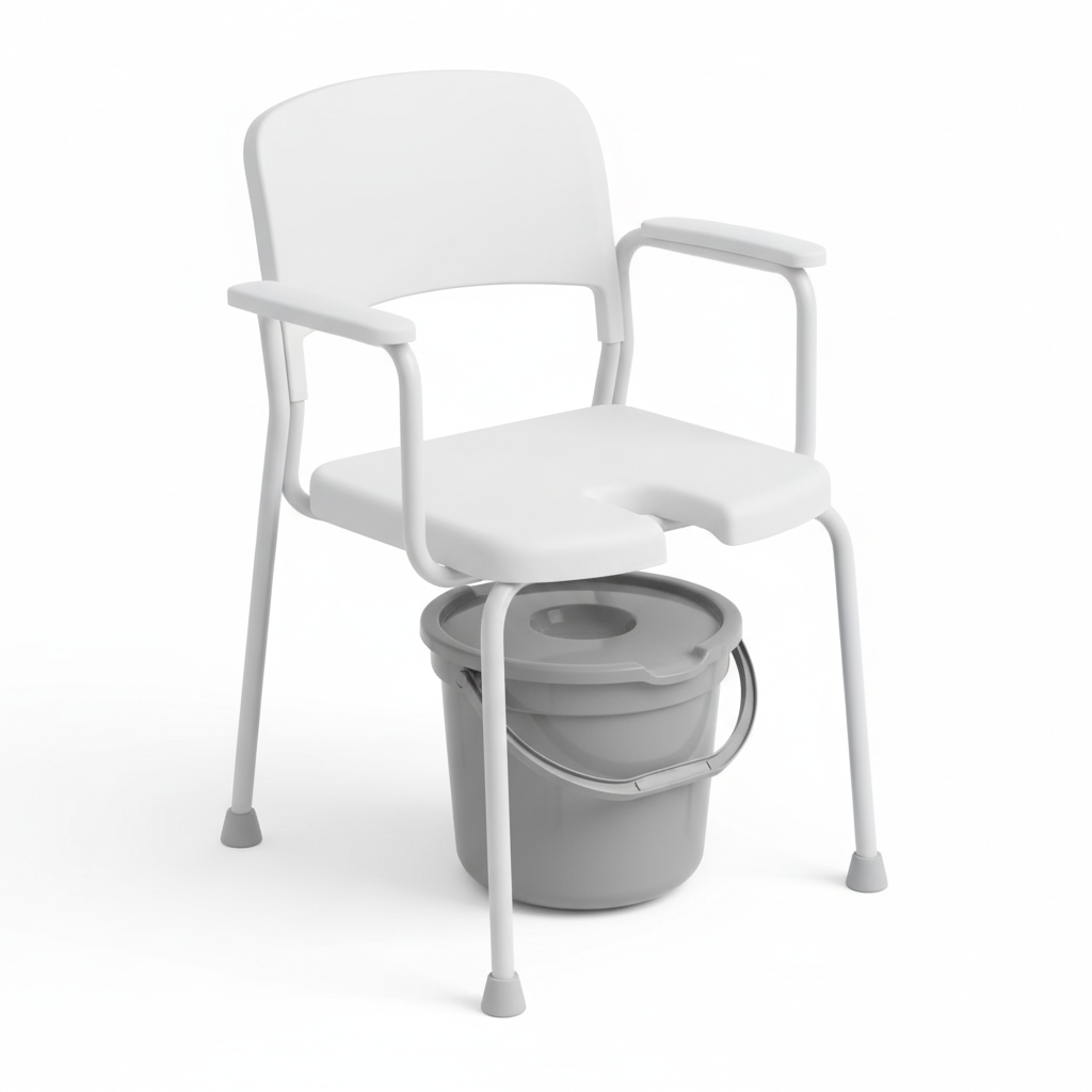 Bedside commode chair with removable bucket