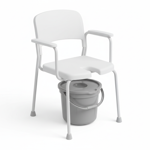 Bedside commode chair with removable bucket