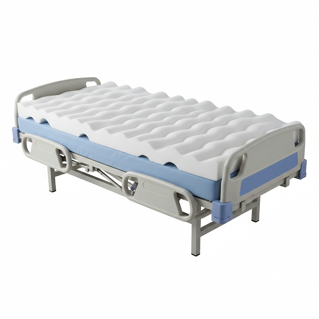 Thick foam mattress topper on medical bed