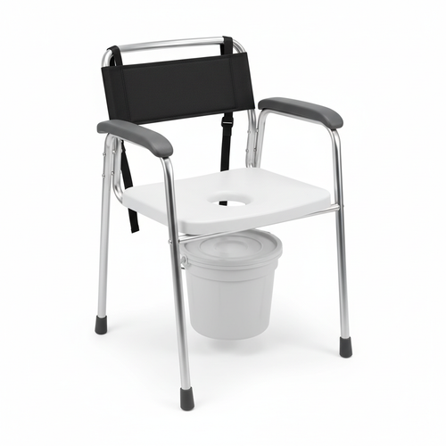 Portable bedside commode chair with armrests