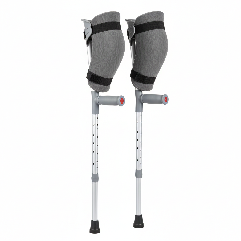 Crutch elbow cushions on crutch handles