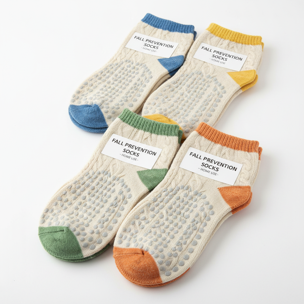 Non-slip sock covers displayed